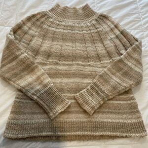Knox Rose Beige Striped Turtleneck Sweater
